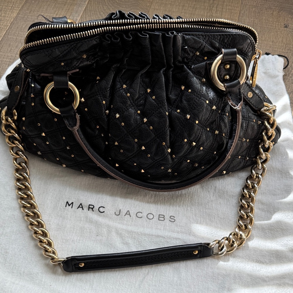 Marc Jacobs Black Quilted Bag with Gold Accents